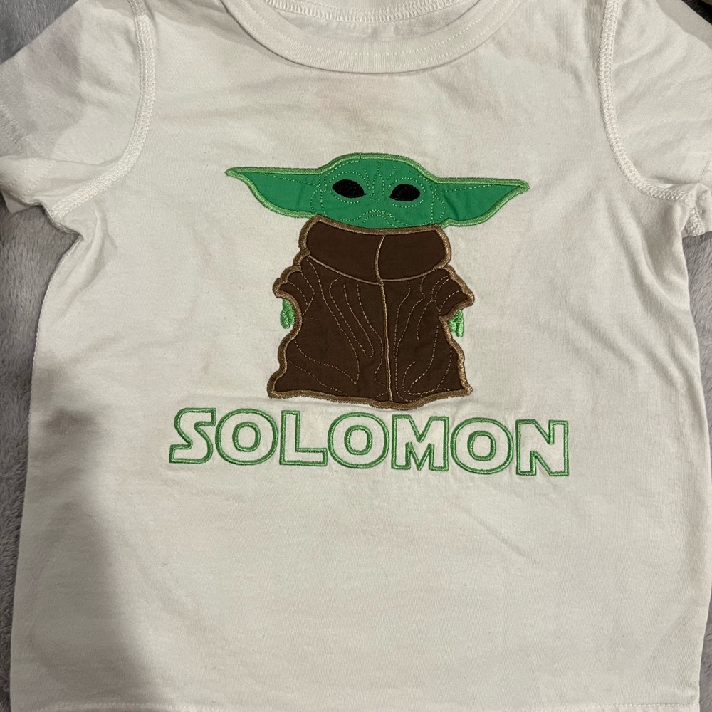 Monogram baby boy lot. Yoda, romper, and rash guard “Solomon” monogram. 3 pieces